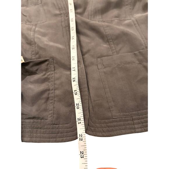 Reversible Bomber Jacket 100% Silk Magnetic Snap, Herbal Green Gray, 10 - Picture 5 of 13